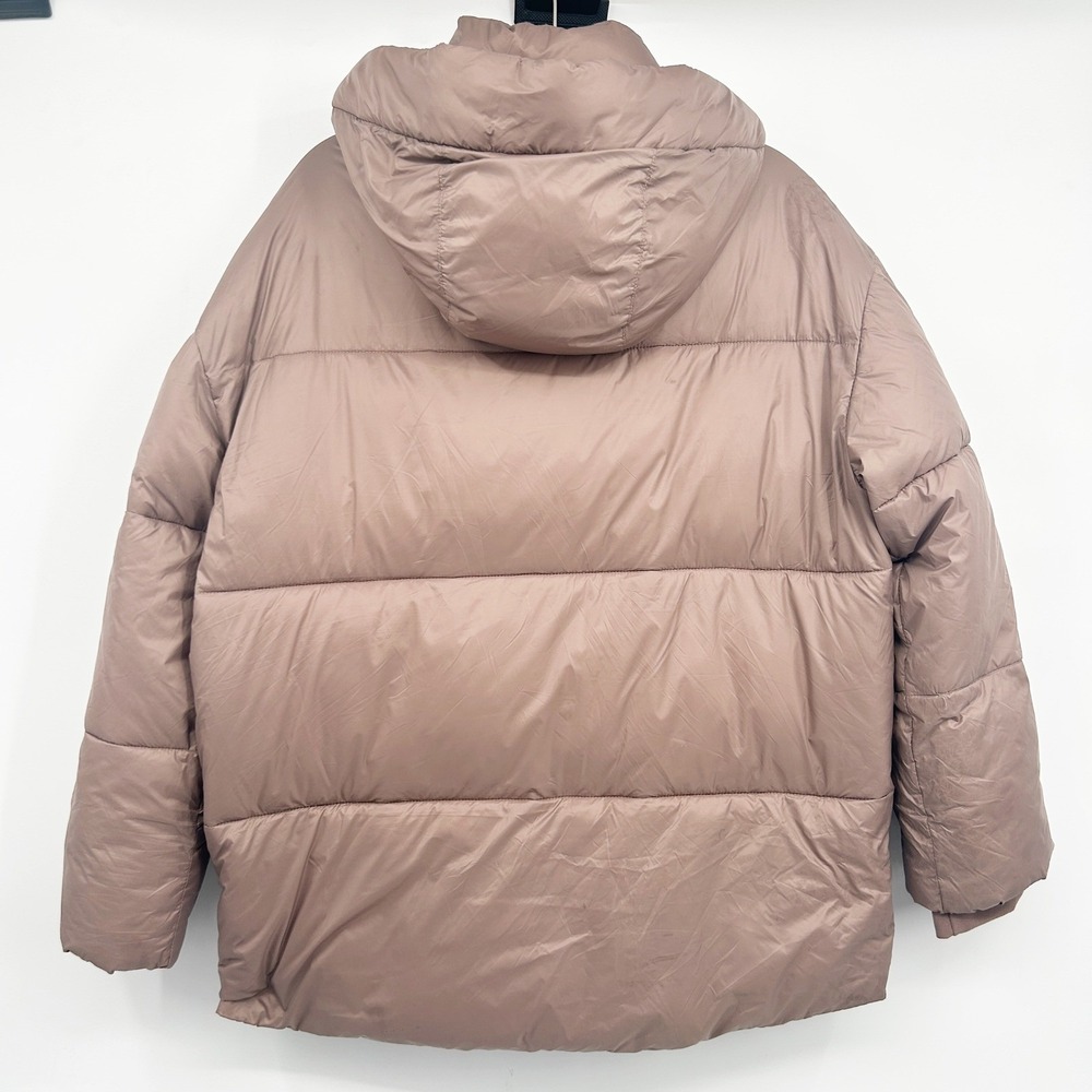 Abercrombie & Fitch Womens Taupe Hooded Oversized Puffer Jacket Coat Size S - Picture 12 of 12